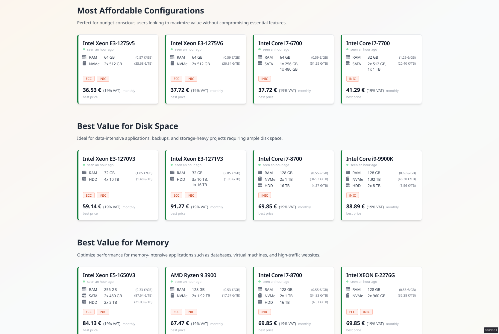 Curated server configurations